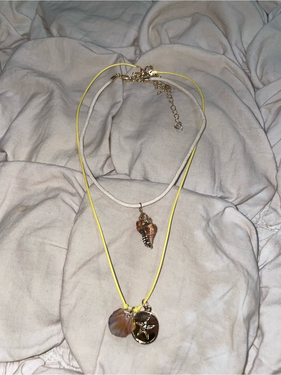 Free People Jewelry - Free People Yellow & Cream Cord Coastal Layered Necklace Set